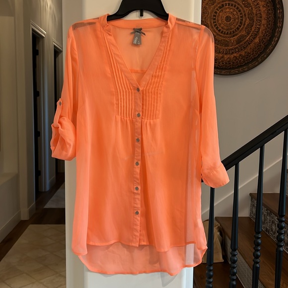 Neon Orange Peach Top Size Large - Picture 3 of 5